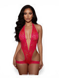 Fuchsia Lace Leg Wrap Body Suit