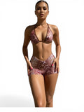 Snake Print Cut Shorts